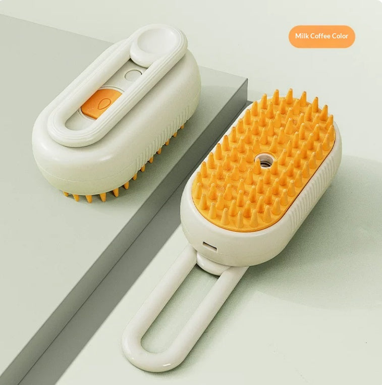 3-in-1 Electric Steam Pet Brush – Deshedding & Massage Tool