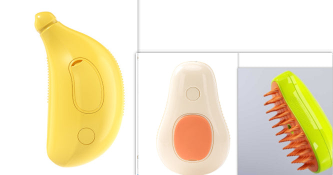 Steamy Self-Cleaning Cat Brush – Avocado-Shaped Electric Grooming Tool