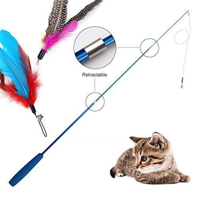 Retractable Cat Teaser Wand – 3-Section Interactive Cat Toy