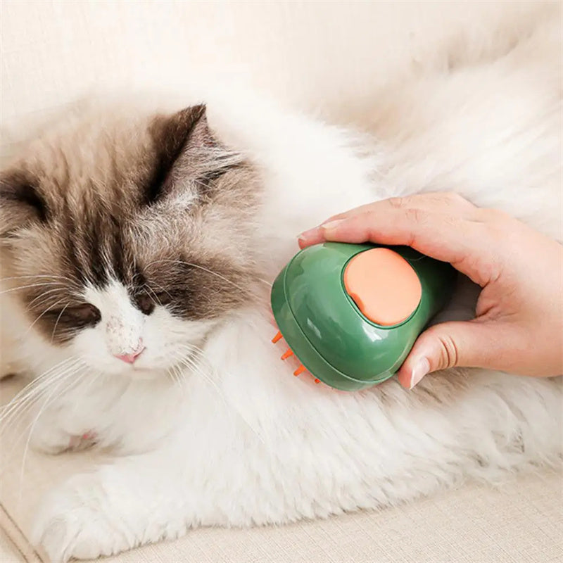 Steamy Self-Cleaning Cat Brush – Avocado-Shaped Electric Grooming Tool