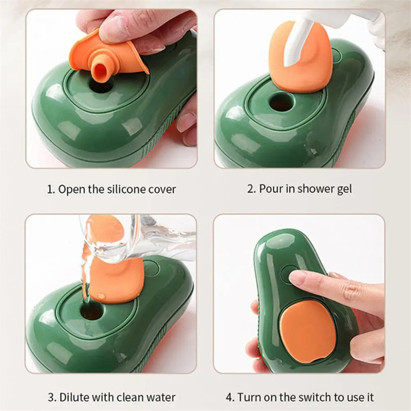 Steamy Self-Cleaning Cat Brush – Avocado-Shaped Electric Grooming Tool