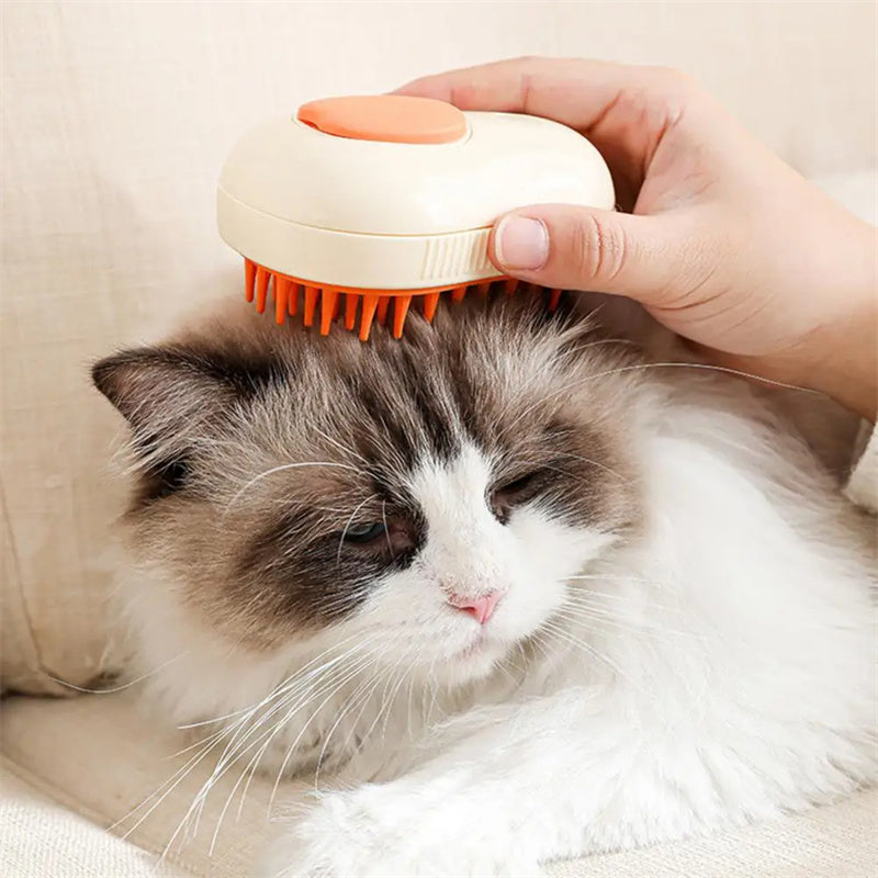 Steamy Self-Cleaning Cat Brush – Avocado-Shaped Electric Grooming Tool