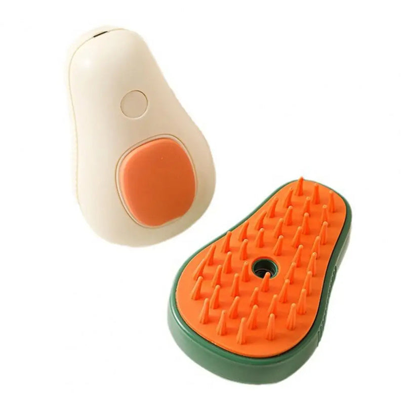Steamy Self-Cleaning Cat Brush – Avocado-Shaped Electric Grooming Tool