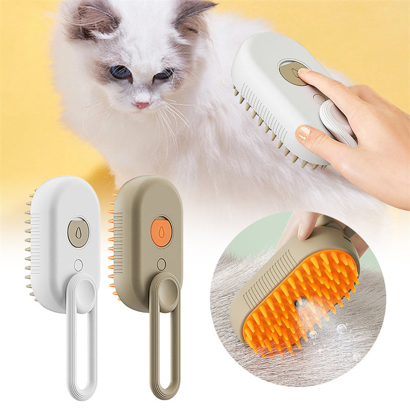 3-in-1 Electric Steam Pet Brush – Deshedding & Massage Tool