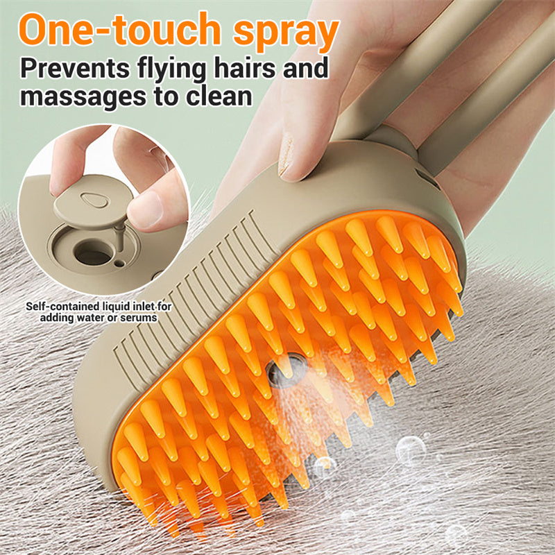 3-in-1 Electric Steam Pet Brush – Deshedding & Massage Tool
