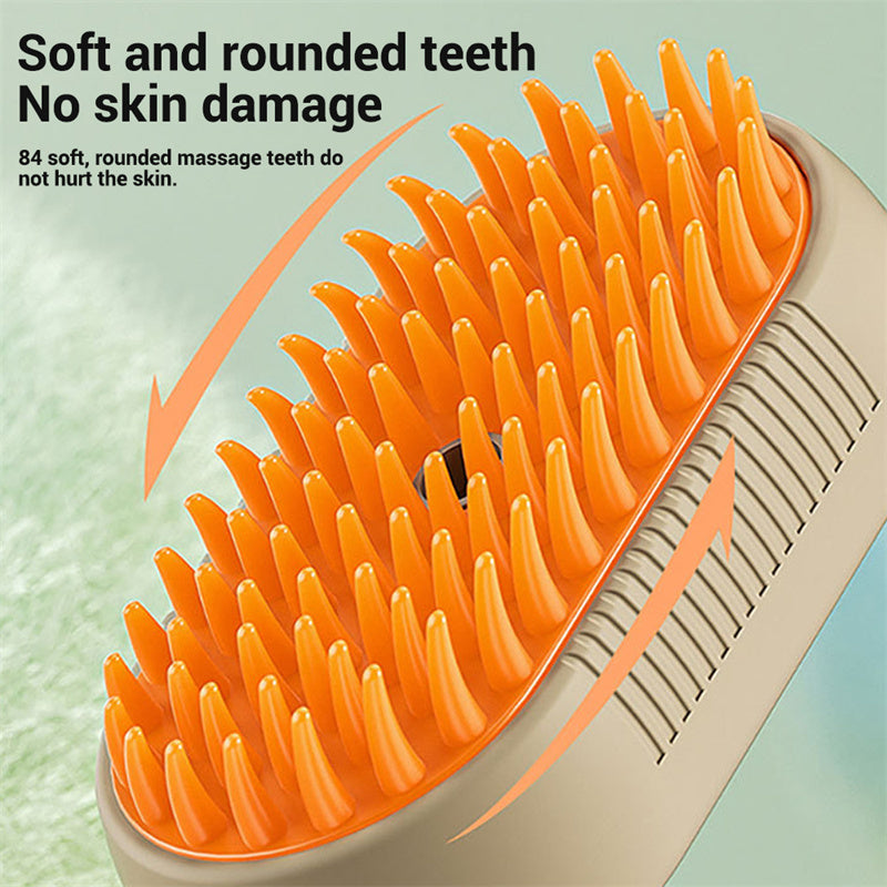 3-in-1 Electric Steam Pet Brush – Deshedding & Massage Tool