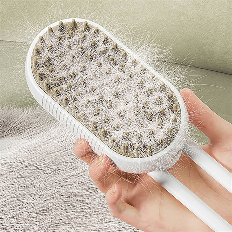 3-in-1 Electric Steam Pet Brush – Deshedding & Massage Tool