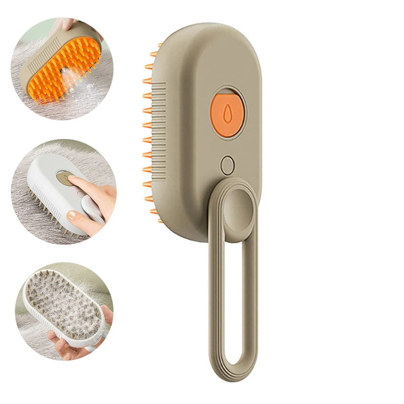 3-in-1 Electric Steam Pet Brush – Deshedding & Massage Tool