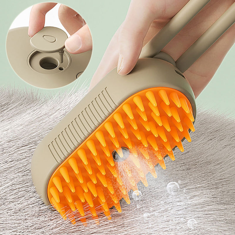 3-in-1 Electric Steam Pet Brush – Deshedding & Massage Tool
