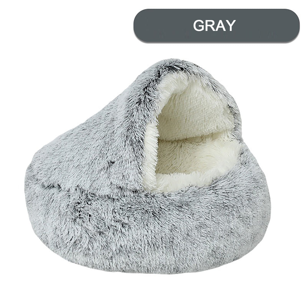 Cozy Cave Hooded Cat Bed – Semi-Enclosed Plush Cuddler for Cats & Small Dogs, 16"–24"