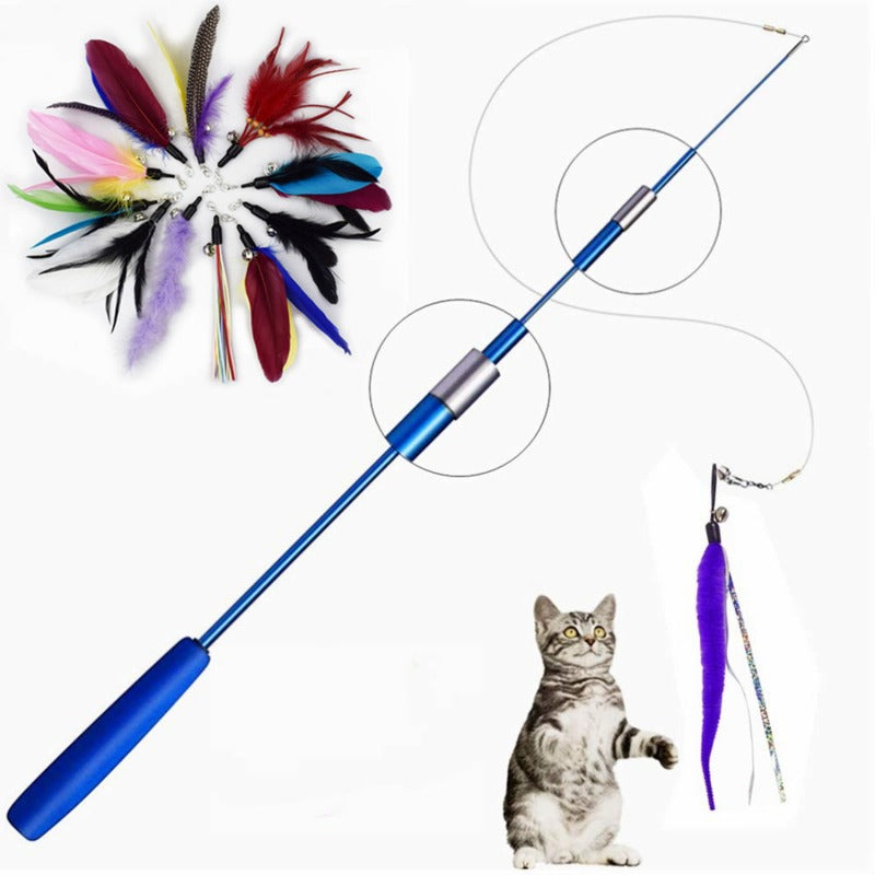 Retractable Cat Teaser Wand – 3-Section Interactive Cat Toy