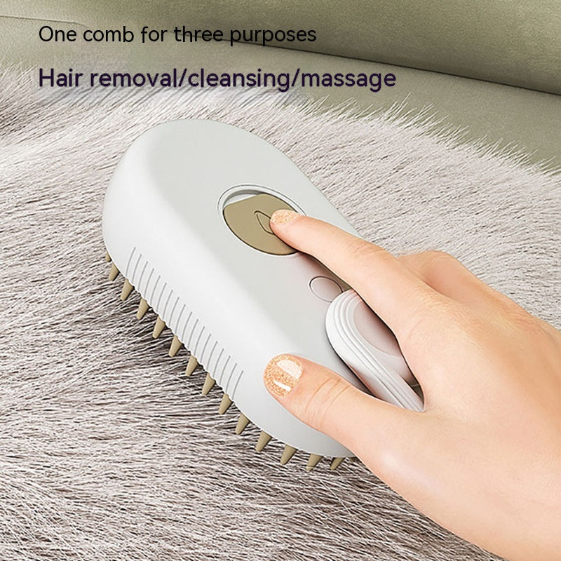 3-in-1 Electric Steam Pet Brush – Deshedding & Massage Tool