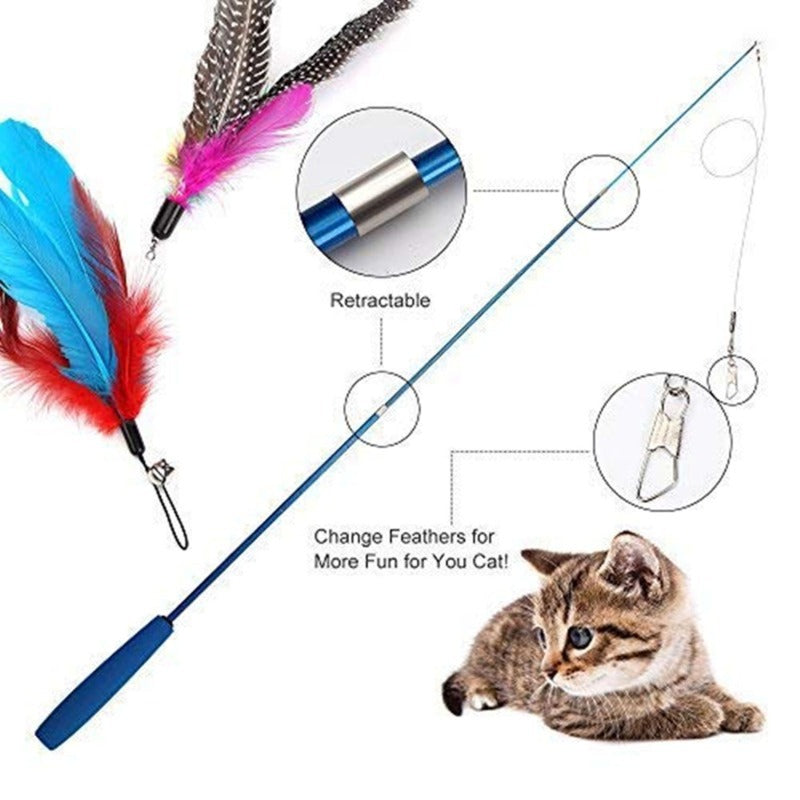 Retractable Cat Teaser Wand – 3-Section Interactive Cat Toy