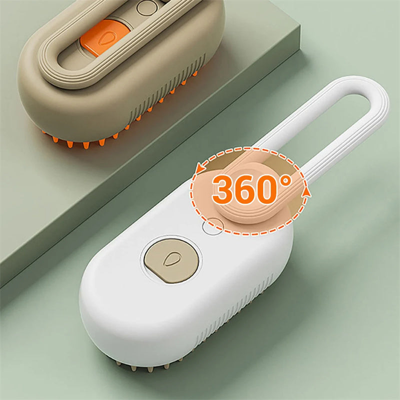 3-in-1 Electric Steam Pet Brush – Deshedding & Massage Tool