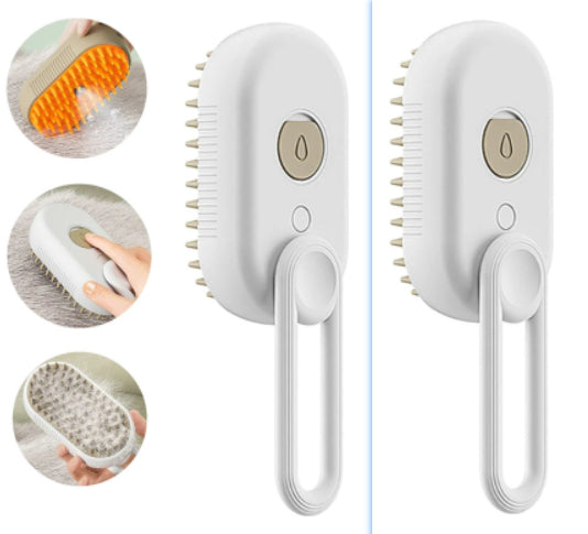 3-in-1 Electric Steam Pet Brush – Deshedding & Massage Tool